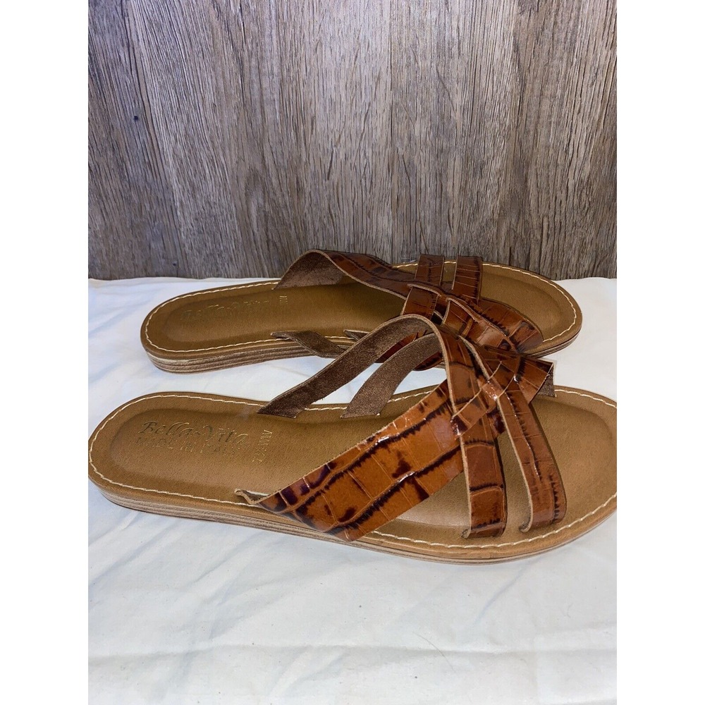 Bella Vita‎ Kin-Italy Sandals, Cognac Croco Italian Leather, 7.5WW